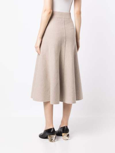 Shop Pringle Of Scotland Fine-knit Cashmere Midi Skirt In Nude