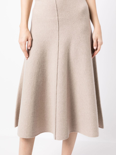 Shop Pringle Of Scotland Fine-knit Cashmere Midi Skirt In Nude