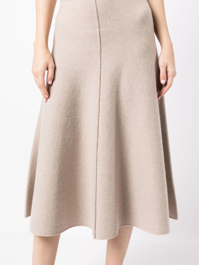 Pringle Of Scotland Fine-knit Cashmere Midi Skirt In Nude