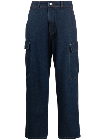 Shop Pop Trading Company Denim Cargo Trousers In Blau