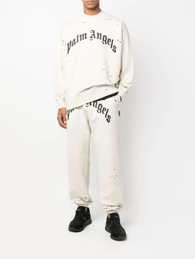 Shop Palm Angels Straight-leg Track Pants In Off White Black