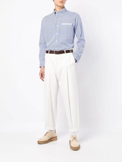 Shop Polo Ralph Lauren Long-sleeve Striped Shirt In Weiss