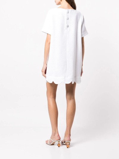 Shop Lisa Marie Fernandez Scallop-hem Shift Mini Dress In White