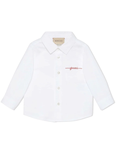 Shop Gucci Oxford Cotton Shirt In White