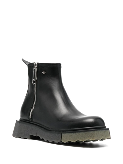 Off-white Zip-fastening Sponge Ankle Boots In Black Army Green