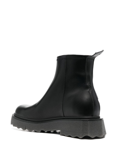 Off-white Zip-fastening Sponge Ankle Boots In Black Army Green