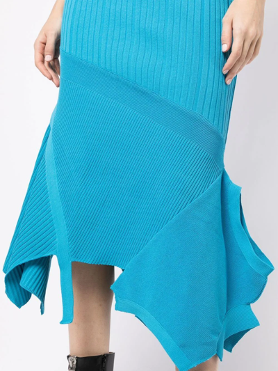 Shop Miharayasuhiro Knitted Asymmetric Patchwork Skirt In Blau