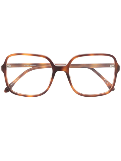 Shop Isabel Marant Eyewear Tortoiseshell Square Frame Glasses In Braun