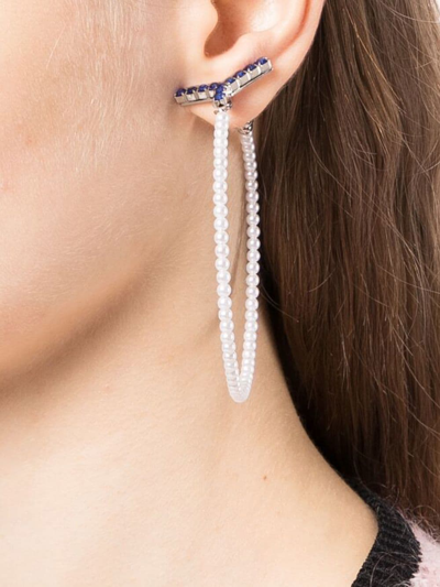 Shop Y/project Y Pearl Hoop Earrings In Weiss
