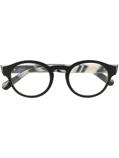 Shop Moncler Ml5122 Round-frame Optical Glasses In Schwarz