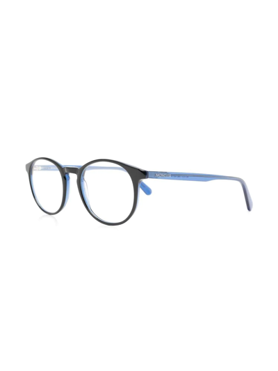 Shop Moncler Round Frame Glasses In Schwarz