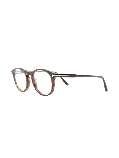 Tom Ford Removable Lense Round Glasses In Braun