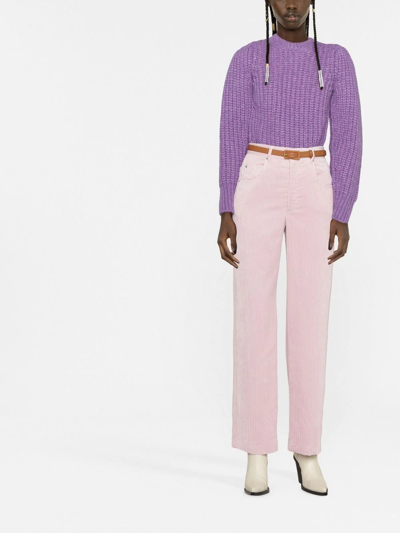 Shop Isabel Marant Milorsy Corduory Velvet Trousers In Rosa