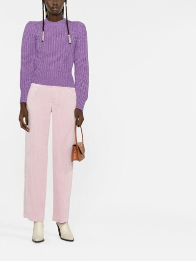 Shop Isabel Marant Puff-sleeve Knitted Jumper In Violett