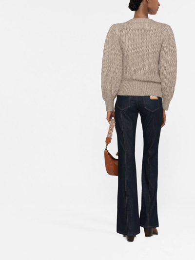 Shop Isabel Marant Puff-sleeve Knitted Jumper In Nude