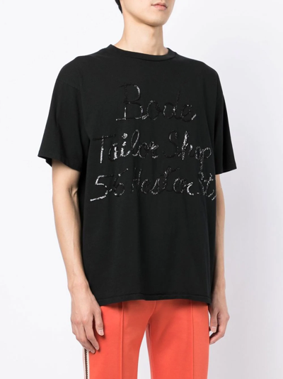 Shop Bode Sequin-logo Crew-neck T-shirt In Schwarz