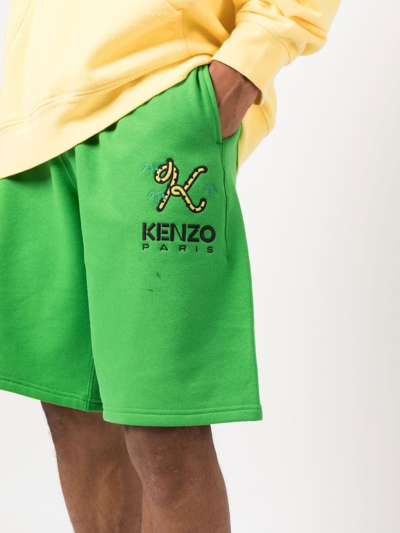 Shop Kenzo Elasticated Track Shorts In Grün