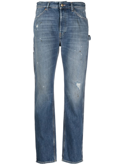 Shop Washington Dee Cee Ripped-detail Straight-leg Jeans In Blau