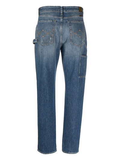 Washington Dee Cee Blue Farmer Jeans In Denim With Pockets And Ripped And Stained Effect Wsashington Dee Cee Woman In Blau