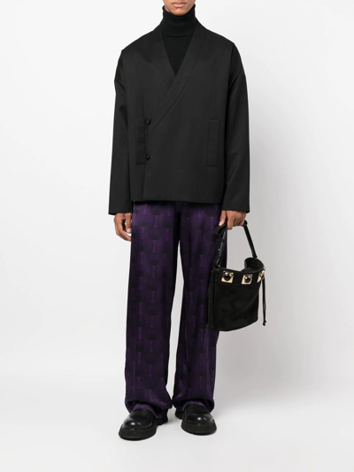 Shop Ozwald Boateng Geometric-print Silk Trousers In Violett