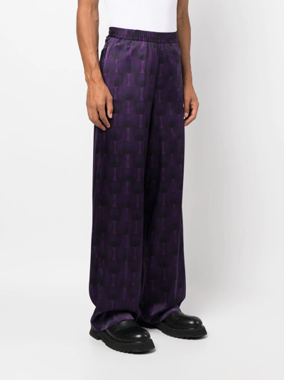 Shop Ozwald Boateng Geometric-print Silk Trousers In Violett