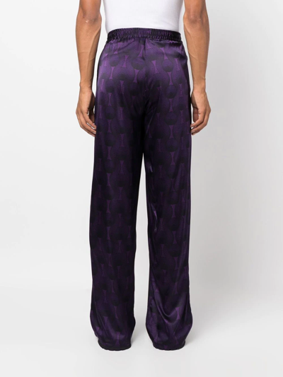 Shop Ozwald Boateng Geometric-print Silk Trousers In Violett