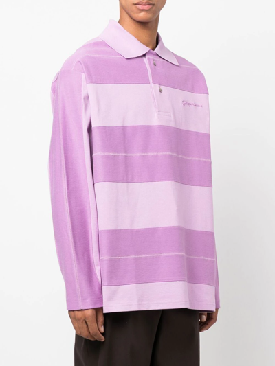 Shop Jacquemus Le Polo Raye Striped Polo Shirt In Violett