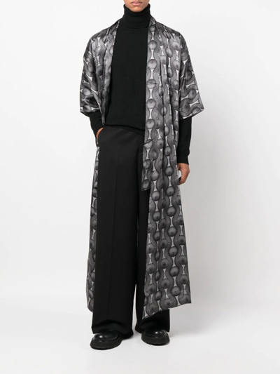 Ozwald Boateng Geometric-print Tie-waist Jacket In Weiss