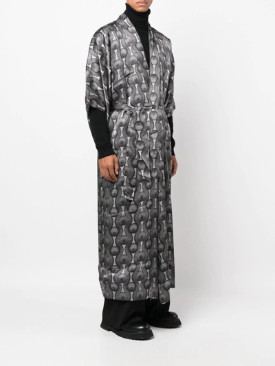 Ozwald Boateng Geometric-print Tie-waist Jacket In Weiss