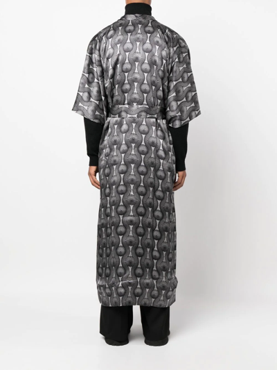 Ozwald Boateng Geometric-print Tie-waist Jacket In Weiss