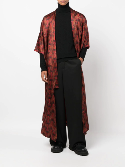 Shop Ozwald Boateng Geometric-print Tie-waist Jacket In Rot
