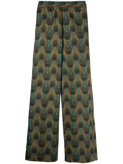 Shop Ozwald Boateng Geometric-print Silk Trousers In Orange