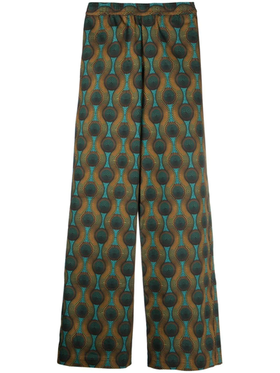 Ozwald Boateng Elastic Waist Printed Cotton Trousers In Orange