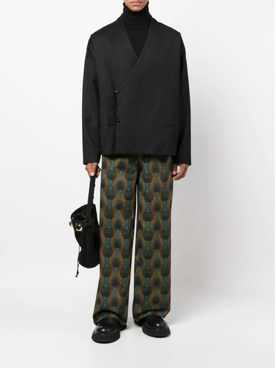 Shop Ozwald Boateng Geometric-print Silk Trousers In Orange