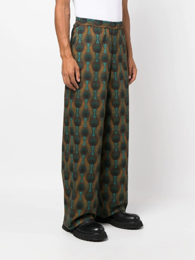 Shop Ozwald Boateng Geometric-print Silk Trousers In Orange