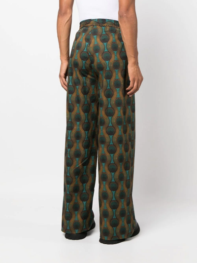 Shop Ozwald Boateng Geometric-print Silk Trousers In Orange