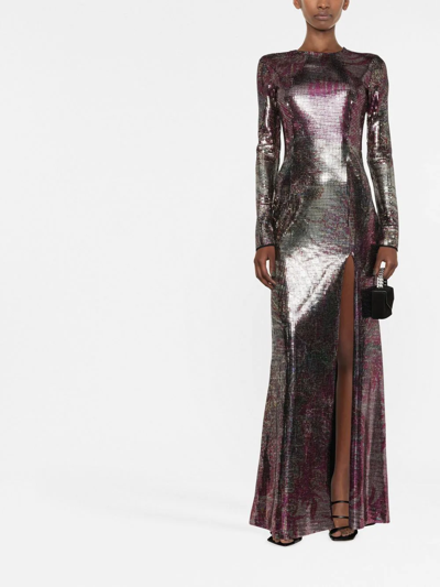 Shop Etro Metallic Floor-length Dress In Rosa