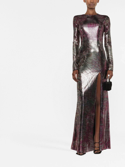 Etro Nan Iridescent Grid Gown In Rosa