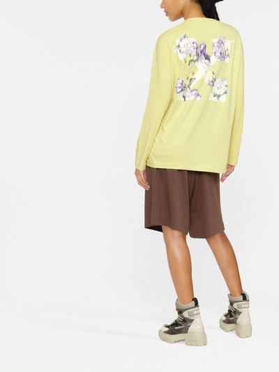 Off-white Flower Arrow Organic-cotton Sweatshirt In Gelb