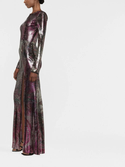Etro Nan Iridescent Grid Gown In Rosa