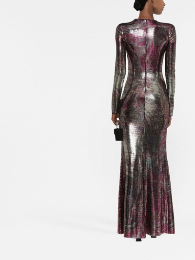 Etro Nan Iridescent Grid Gown In Rosa