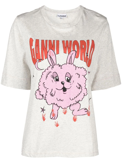 bunny t-shirt woman white in cotton - GANNI - d — 2