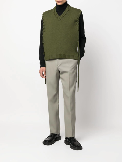 Jil Sander Cotton-wool Blend Tailored Trousers In Grün
