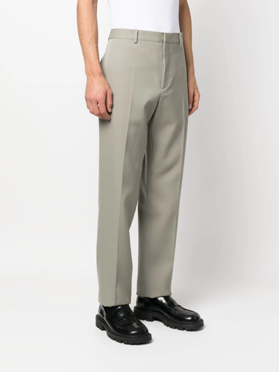 Jil Sander Cotton-wool Blend Tailored Trousers In Grün