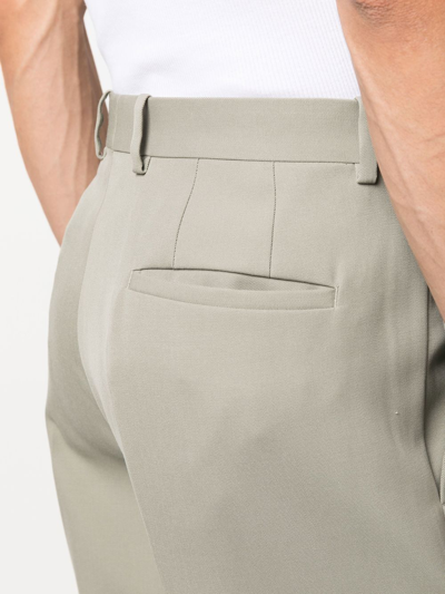 Jil Sander Cotton-wool Blend Tailored Trousers In Grün