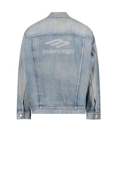 Shop Balenciaga '3b Sports' Denim Jacket