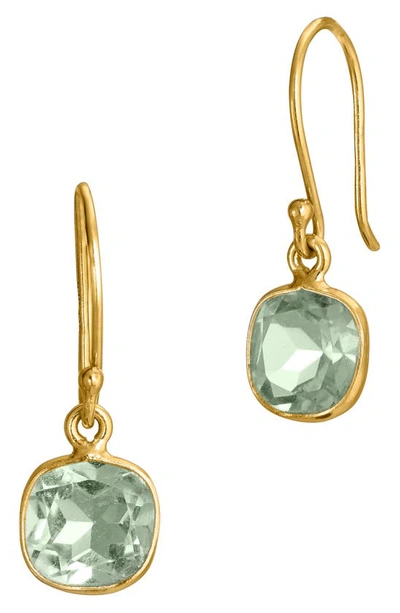 Shop Savvy Cie Jewels 18k Yellow Gold Vermeil Bezel Set Drop Earrings In Green