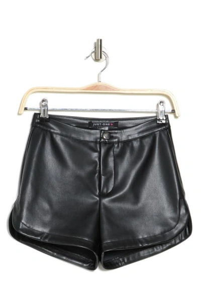 Shop Just One Faux Leather Hot Shorts In Black