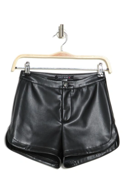 Just One Faux Leather Hot Shorts In Black