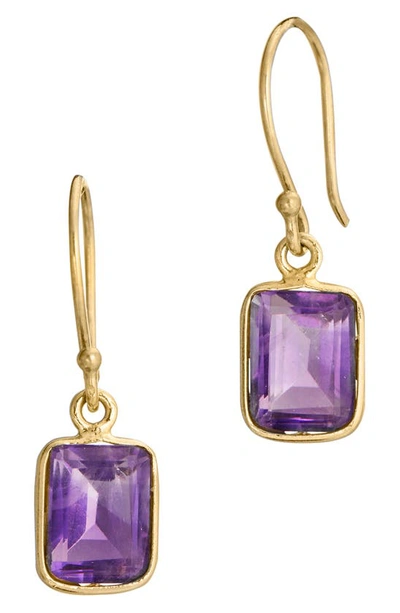 Shop Savvy Cie Jewels 18k Yellow Gold Vermeil Bezel Set Drop Earrings In Purple
